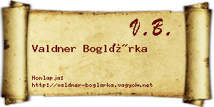 Valdner Boglárka névjegykártya